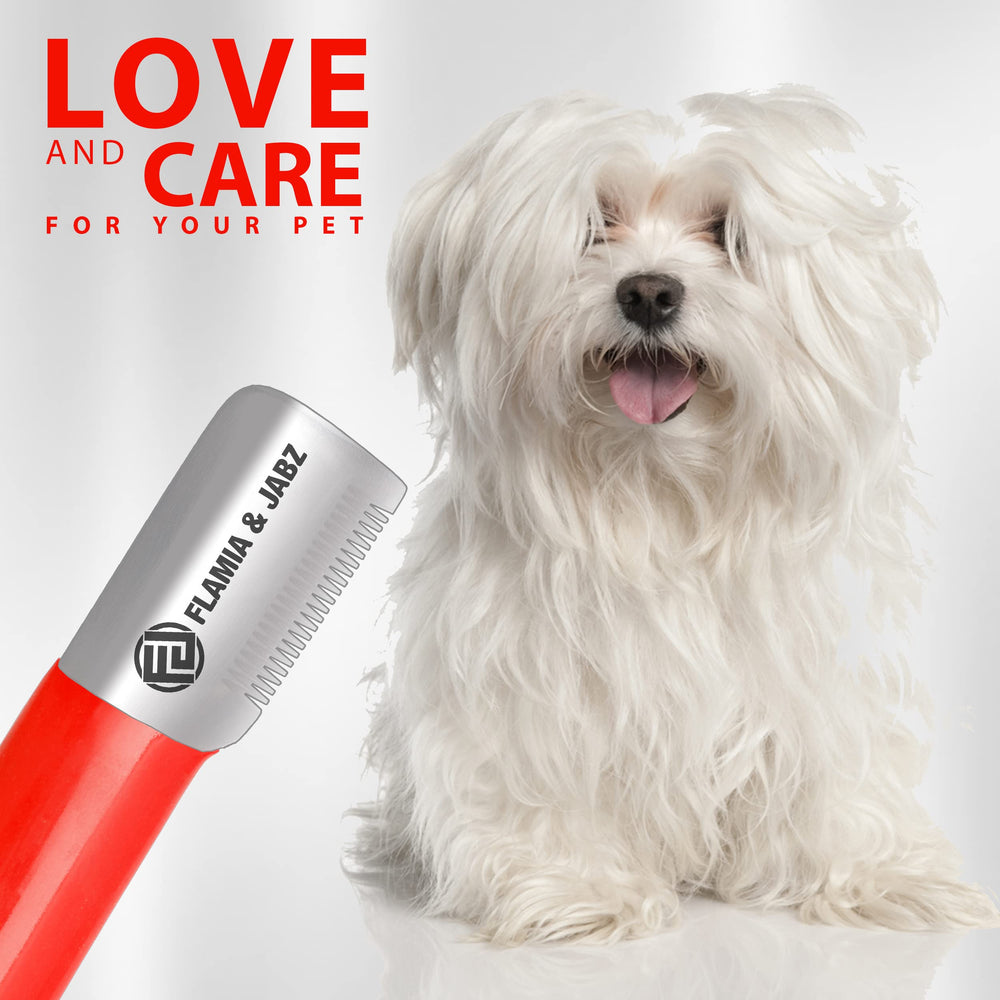 FLAMIA & JABZ stripping knife plastic grip for comfortable extended grooming sessions.