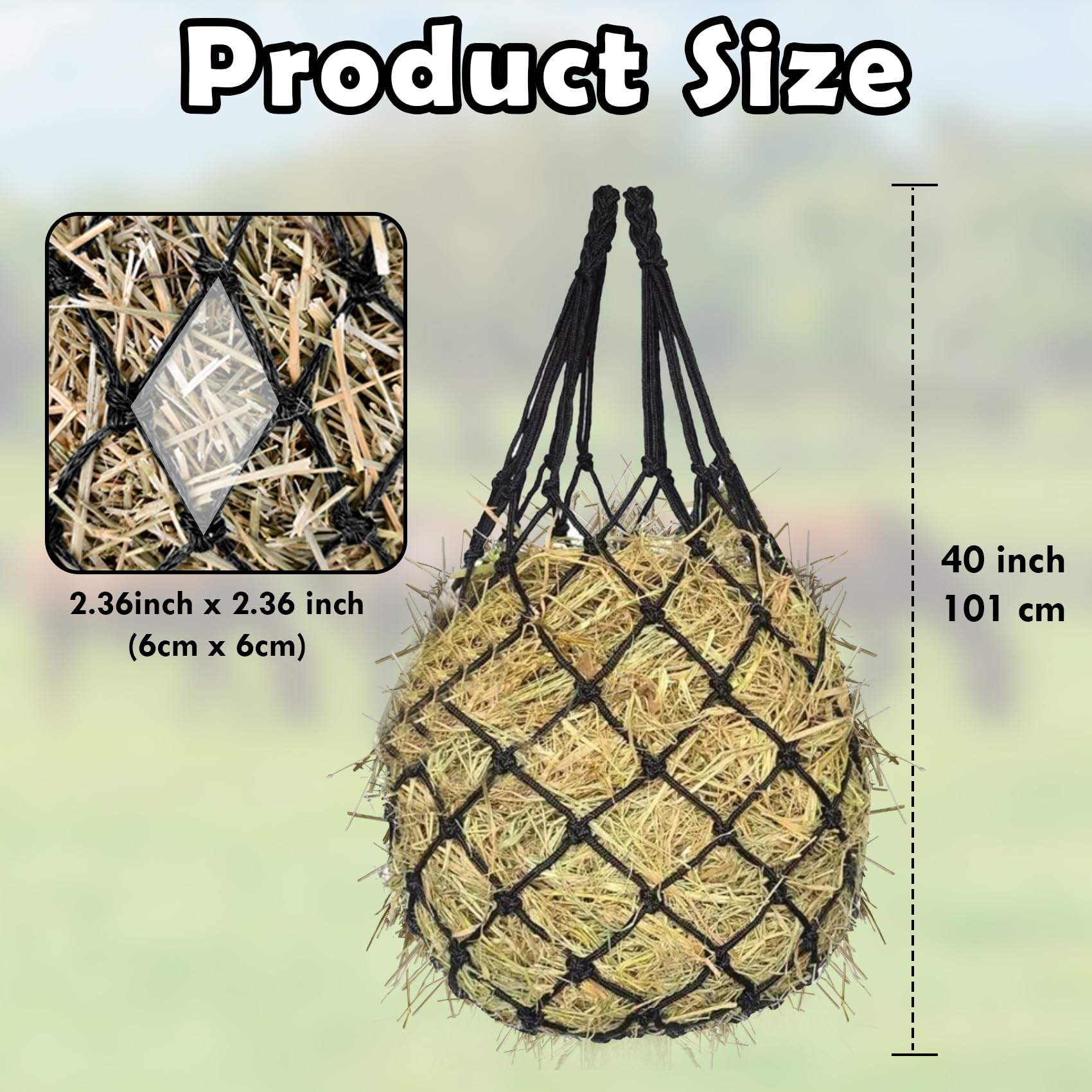 Flantor 40-inch heavy-duty hay net built to last in all conditions.
