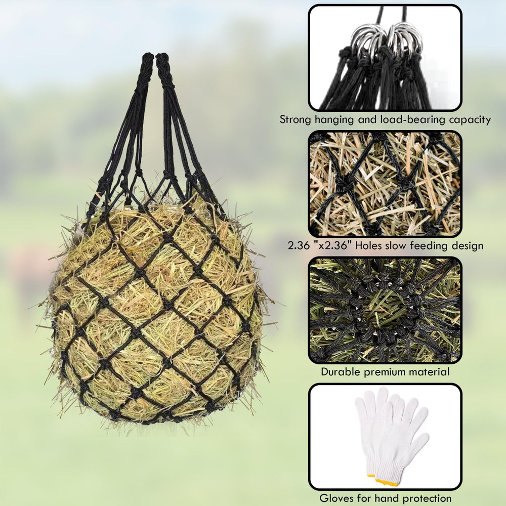 Flantor hay net for trailer use, easy setup on the go.