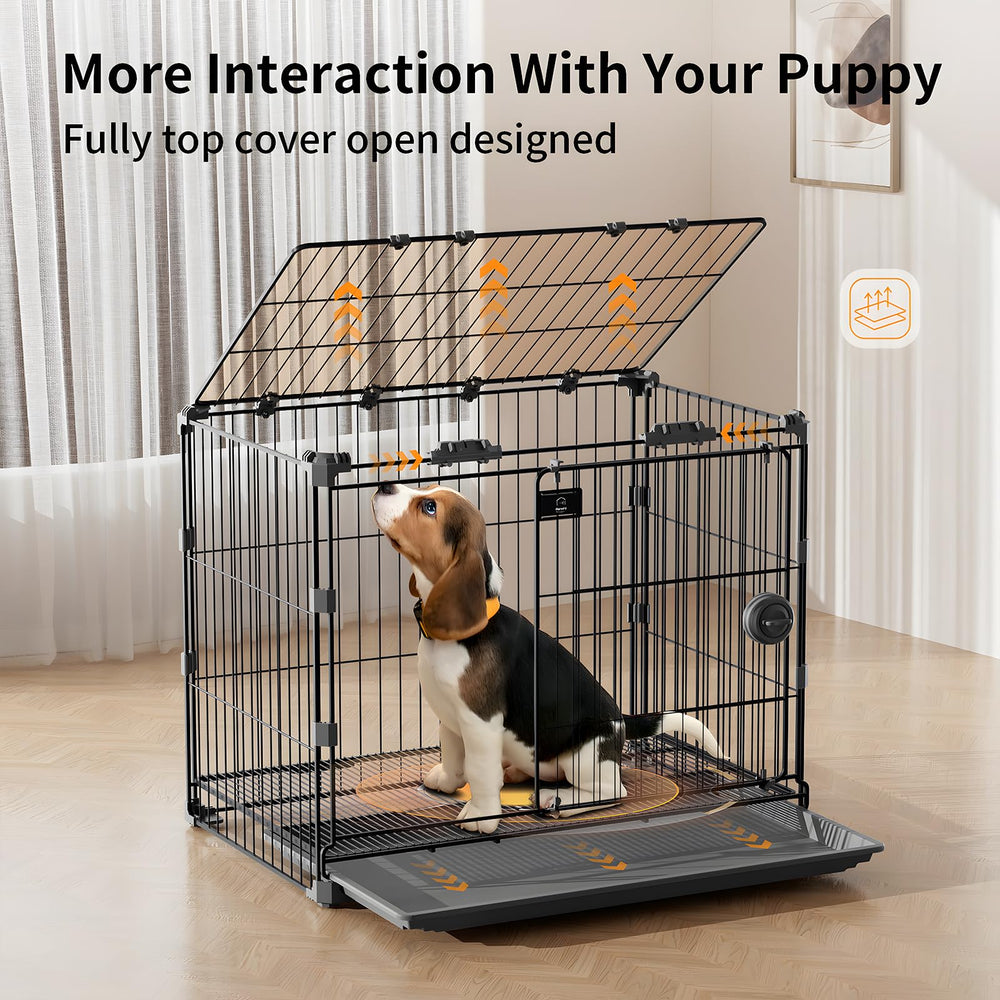 FLARUZIY dog crate open-top design encourages interaction during playtime or supervision.