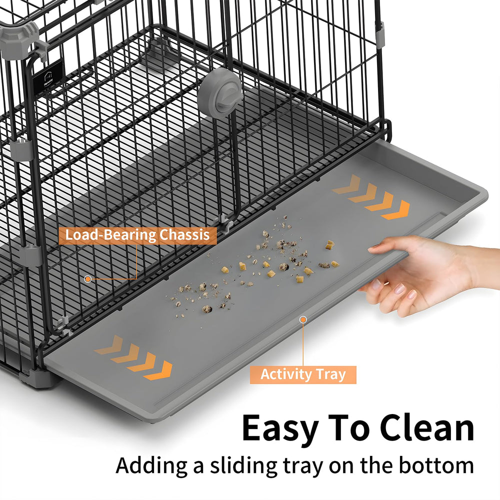 FLARUZIY dog crate removable tray simplifies cleaning after meals or naps.