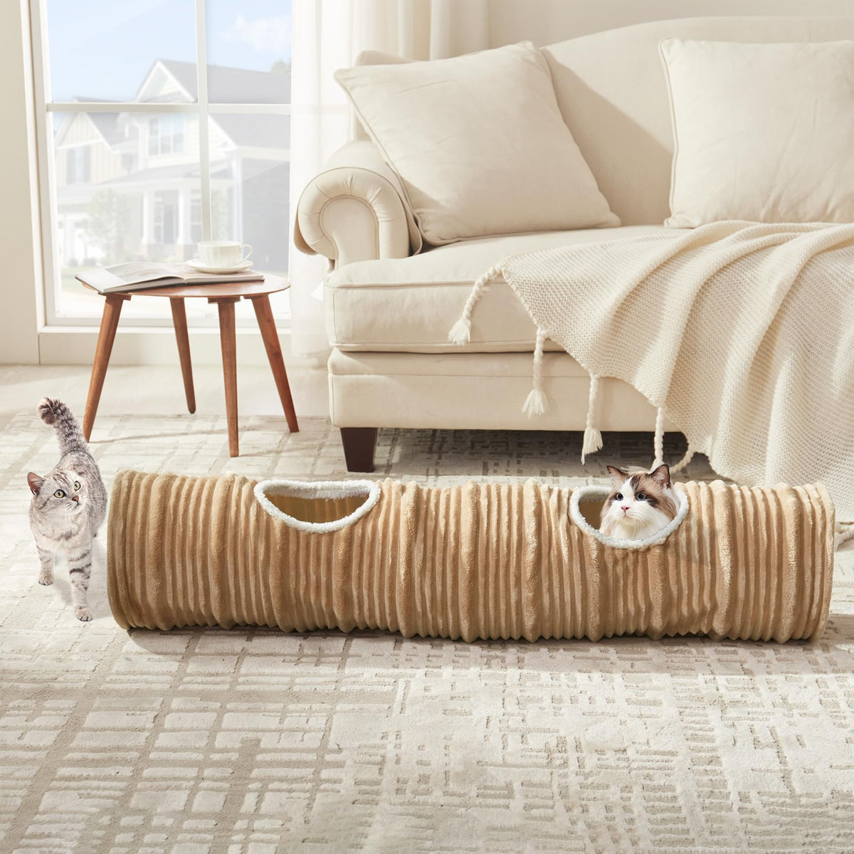 Flashing Fire cat tunnel collapsible setup for quick storage and fast play sessions.