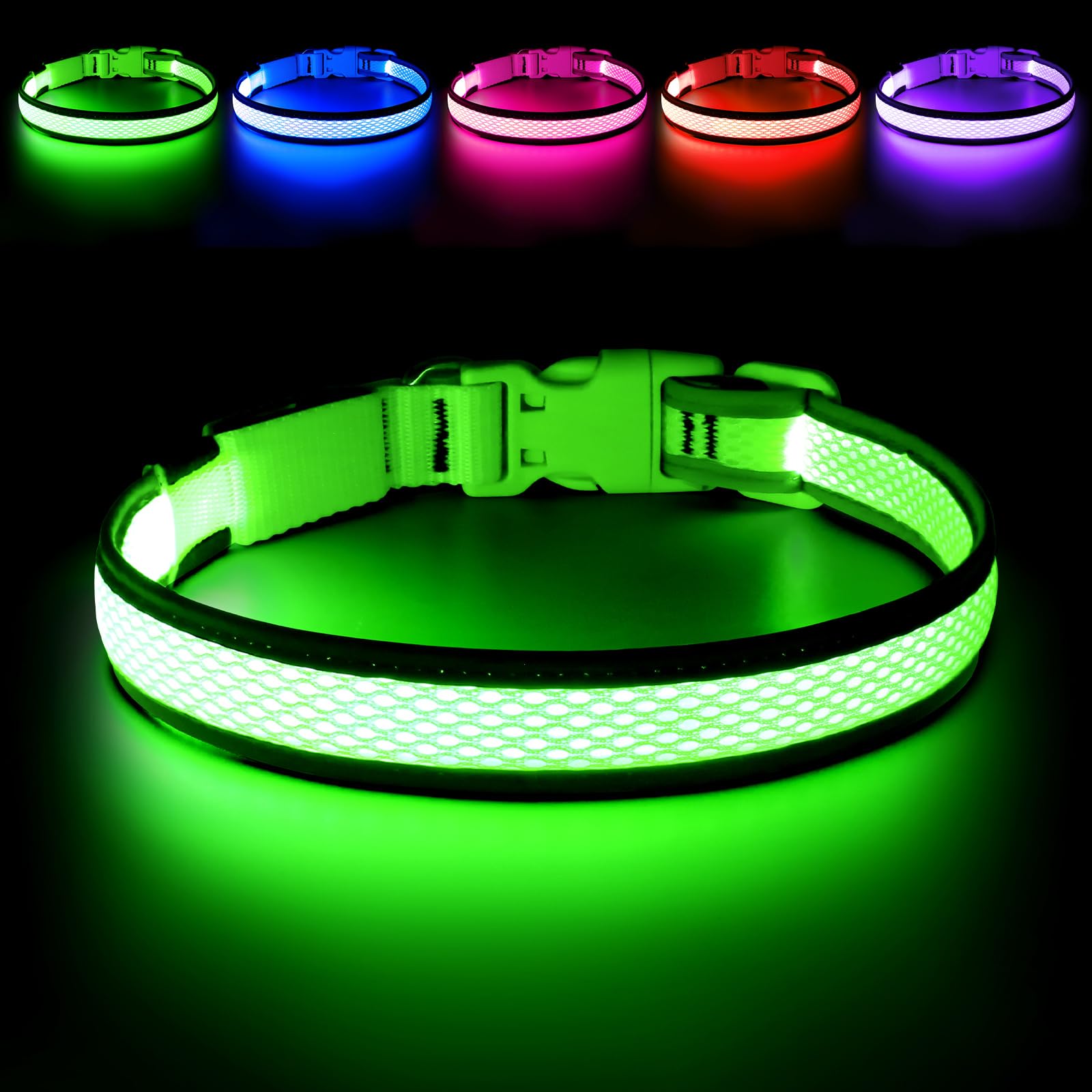 Flashseen collar LED para perro con luz nocturna para mayor visibilidad