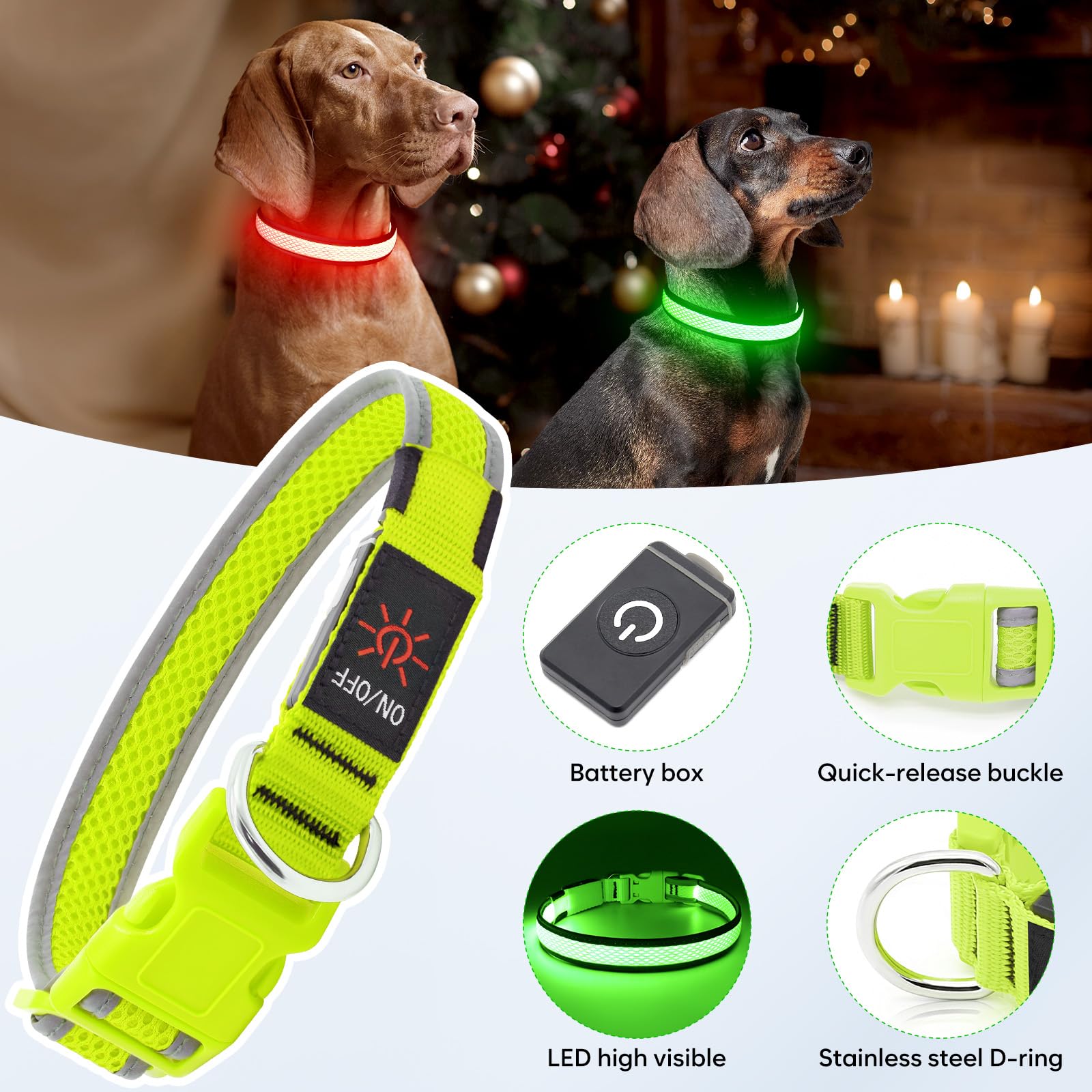 Flashseen collar LED, tres modos de iluminación para situaciones nocturnas