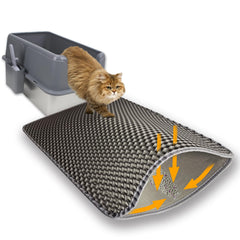 Flasidu cat litter mat double-layer top layer captures litter for cleaner floors.