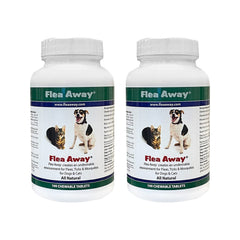 Flea Away front box with liver-flavored treats for pets.