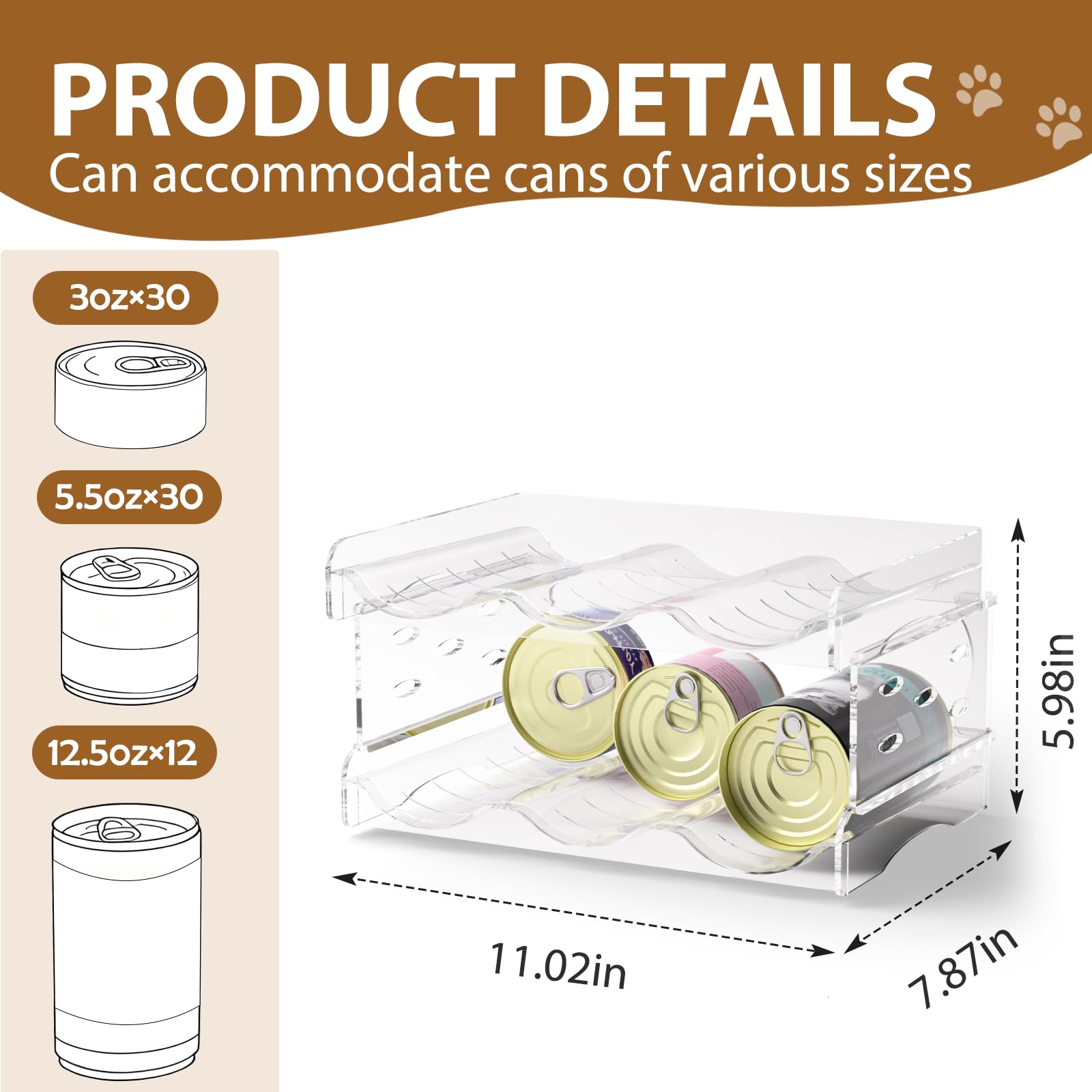Flenpptly cat can organizer 2-tier setup demonstrates compact storage and quick access