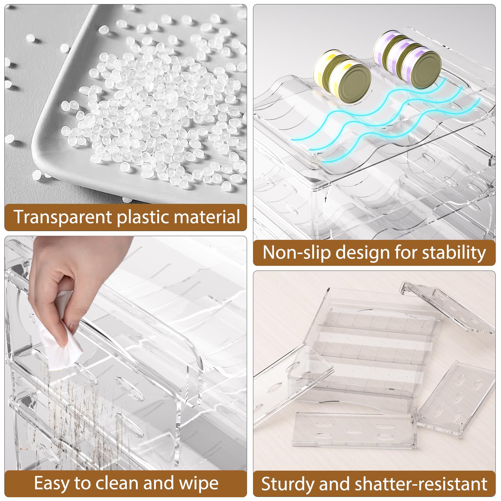 Flenpptly easy-to-clean smooth plastic surface for quick pantry wipe-down