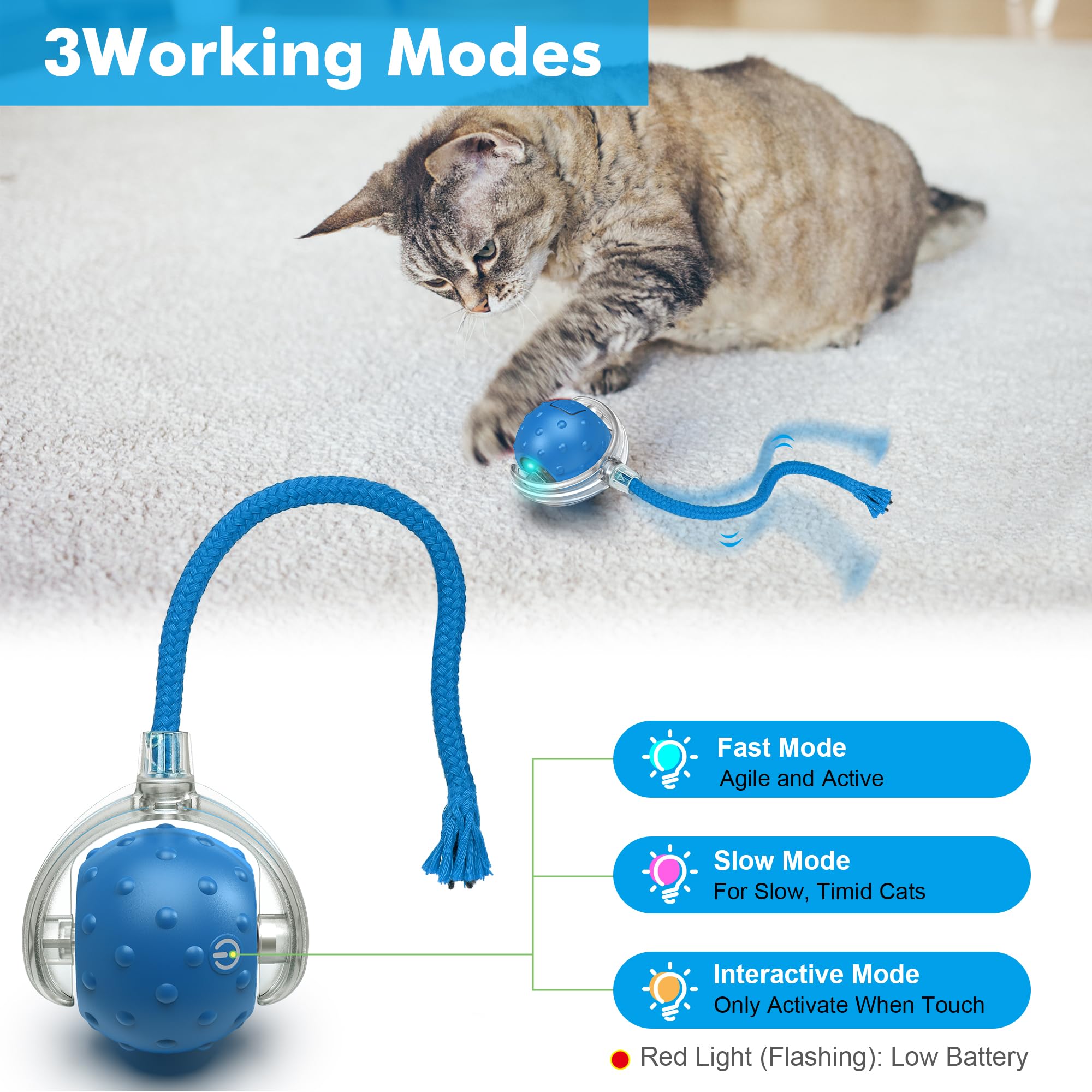 FLERDMAU bola interactiva con chirridos, estimula exploración sensorial del gato
