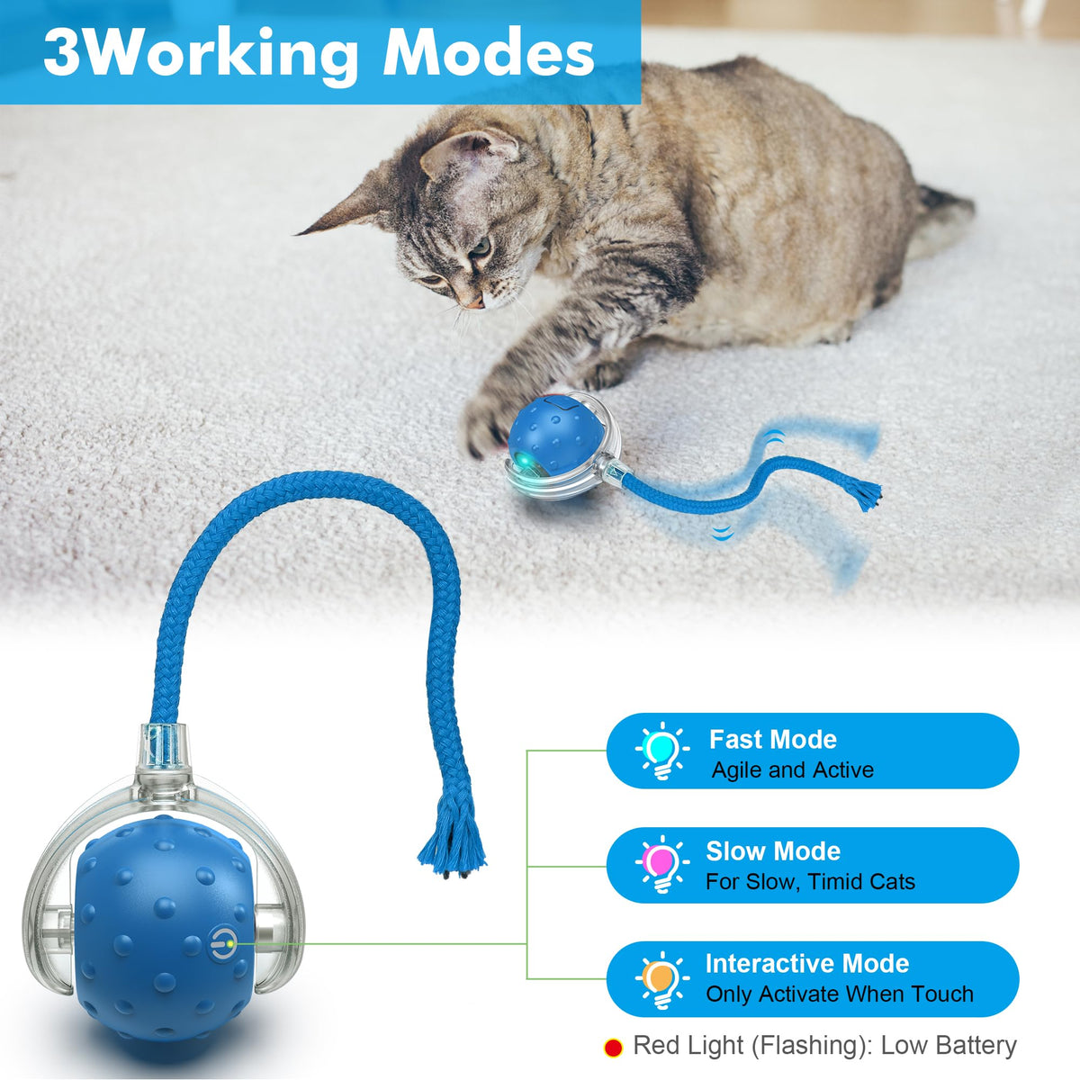 FLERDMAU bola interactiva con chirridos, estimula exploración sensorial del gato