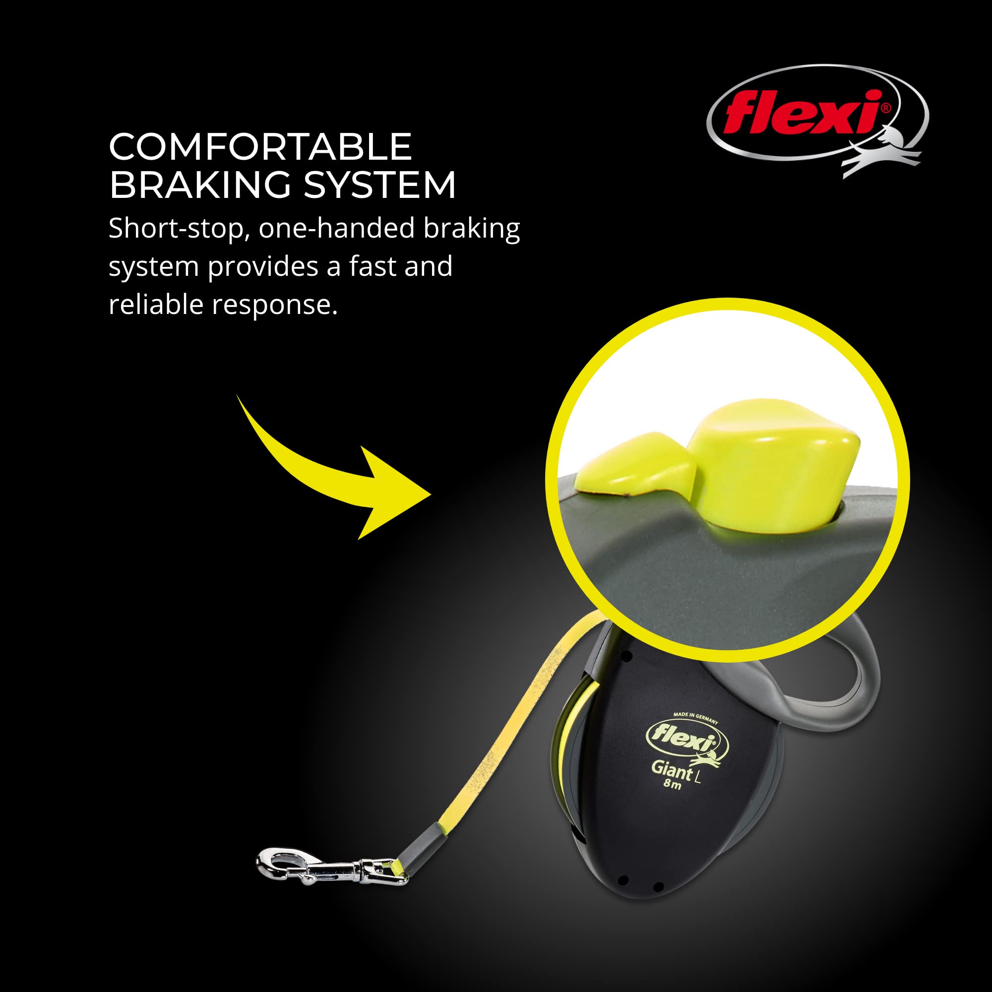 flexi giant tape retractable leash 26ft black durable construction for daily use