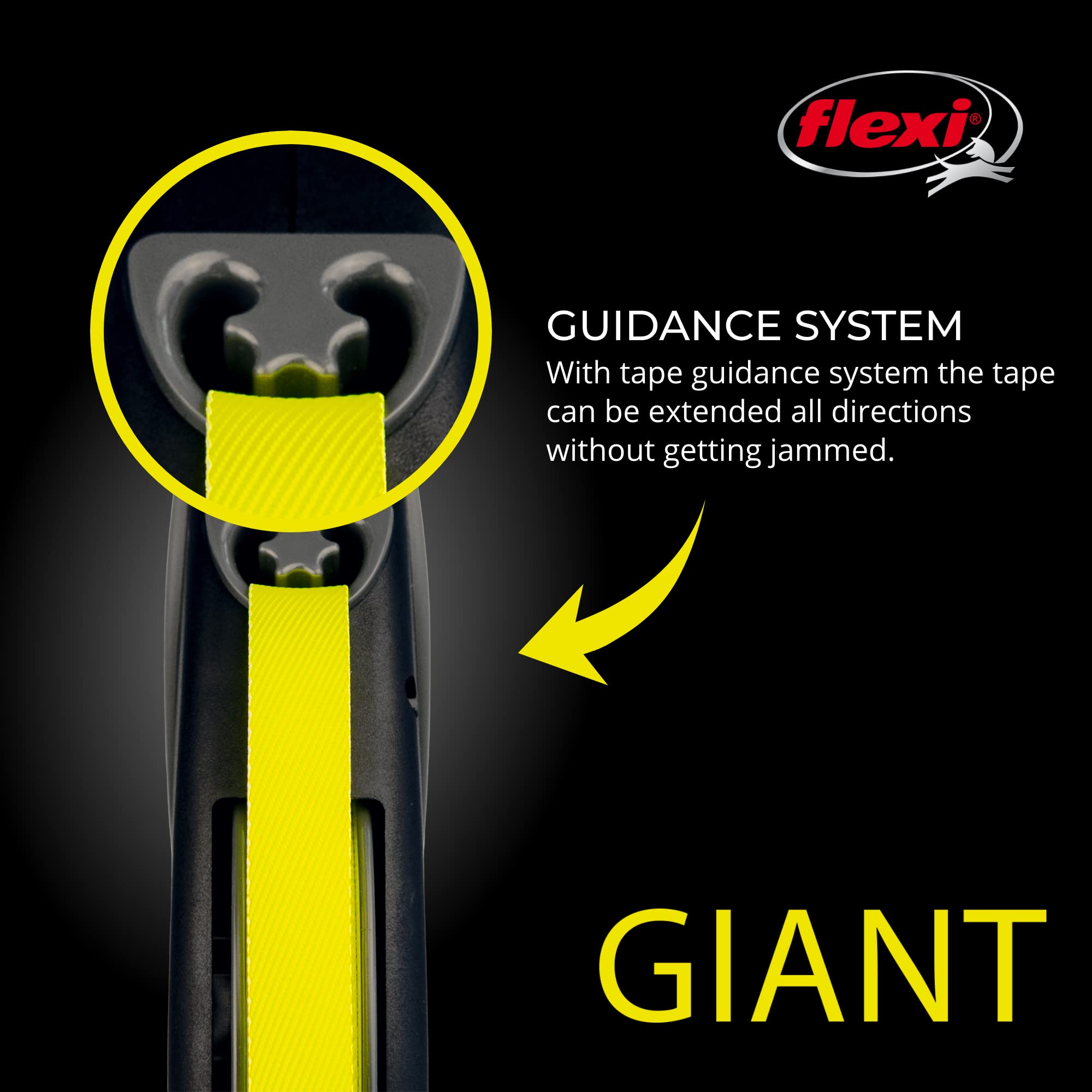 flexi giant tape retractable leash 26ft black extended reach for more exploration