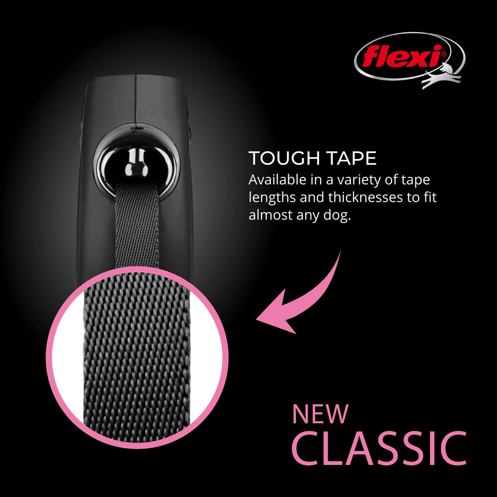 FLEXI New Classic 360° tape guidance reduces tangles during walks.