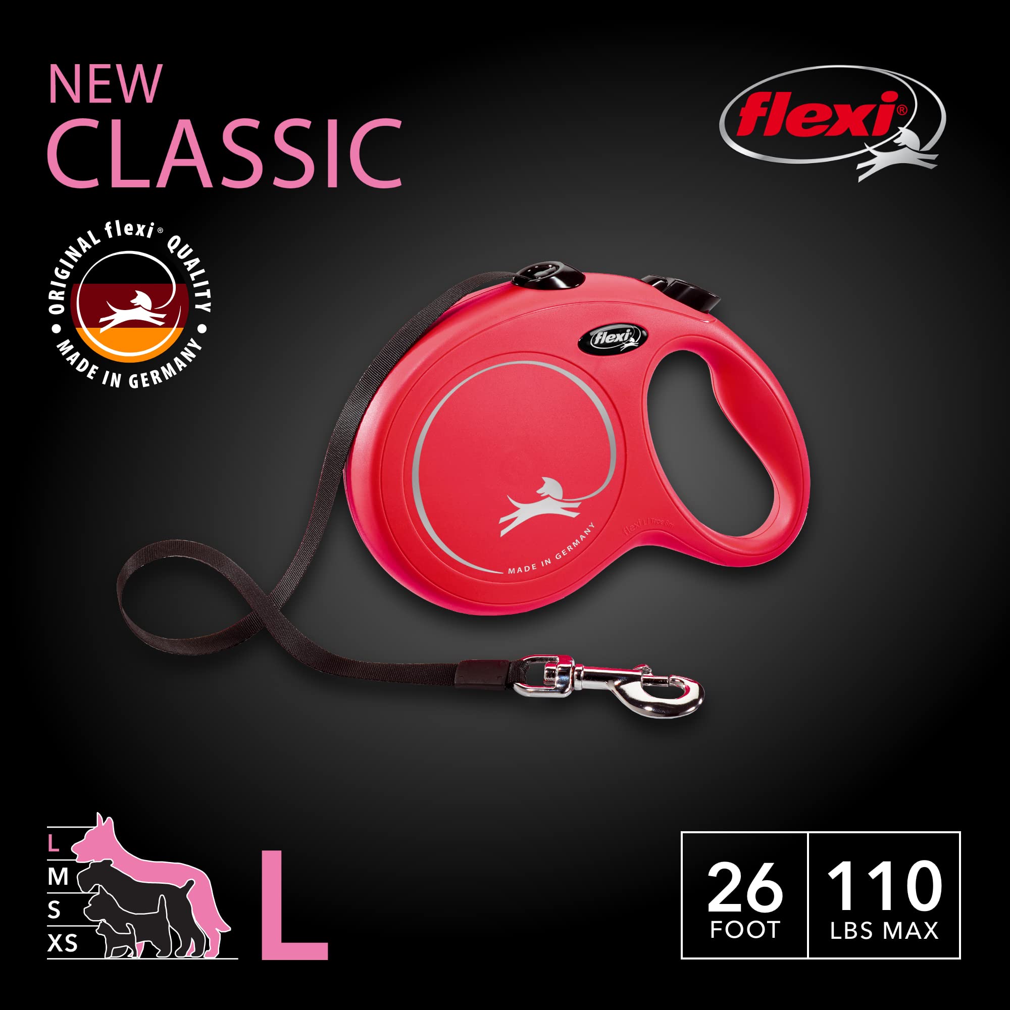 Closeup of FLEXI New Classic red brake button showing one-handed control