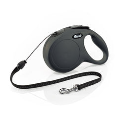 FLEXI New Classic leash cord extends smoothly for controlled walks with a 26-foot reach.