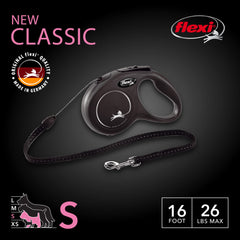 FLEXI New Classic small-dog leash 16ft tape option with ergonomic grip.