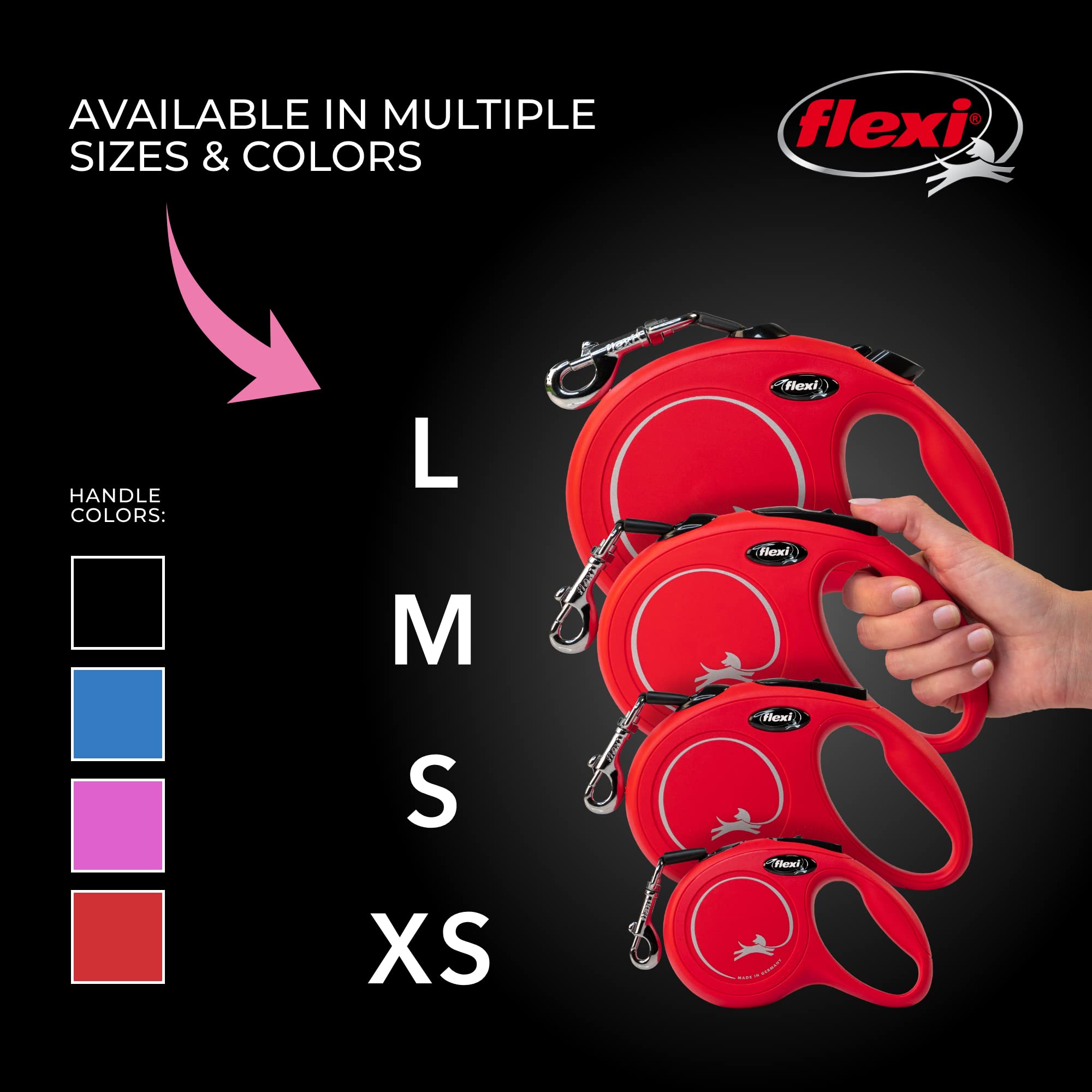 Flexi New Classic German-quality leash emphasizes durable construction.