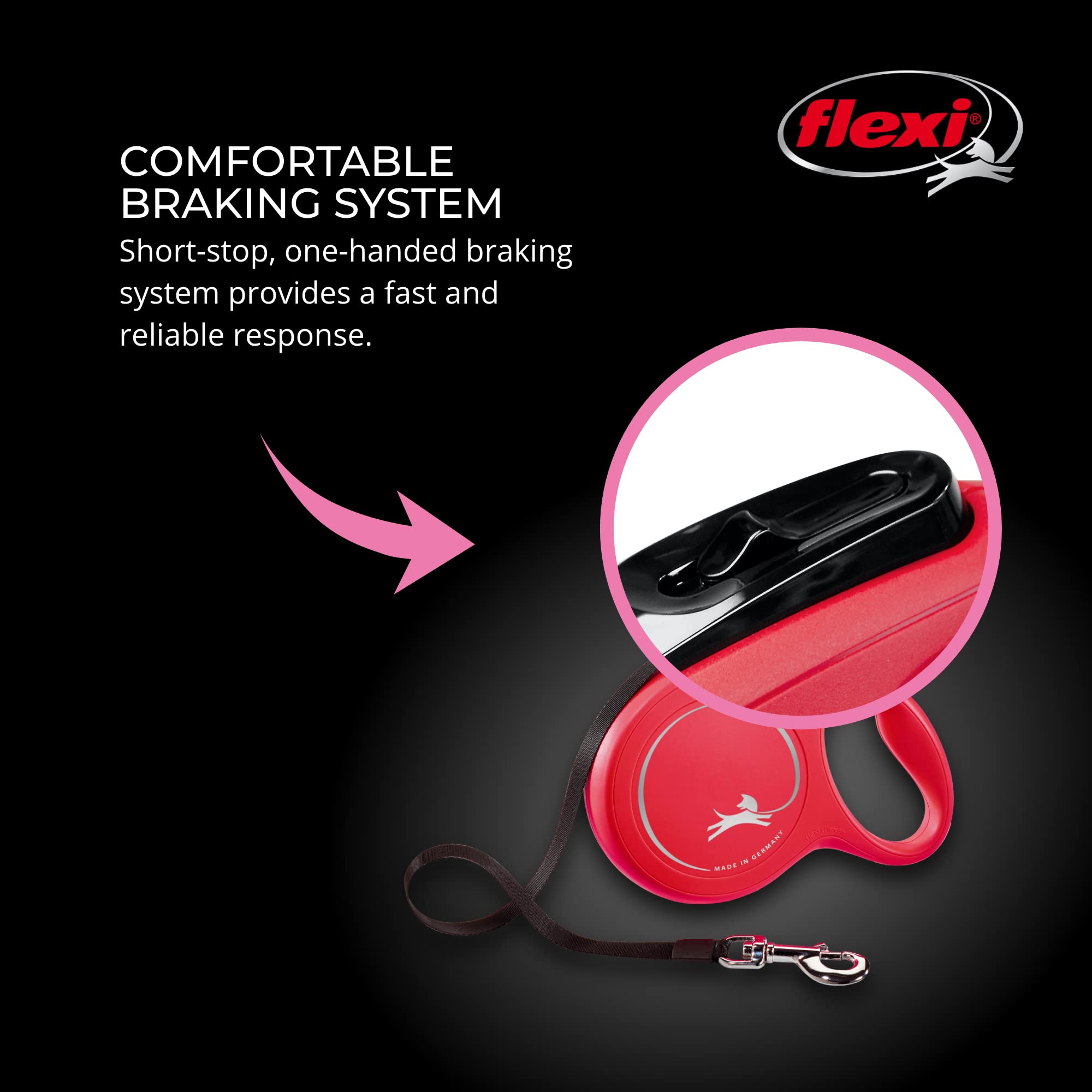 Flexi New Classic tangles-free design reduces snagging during strolls.