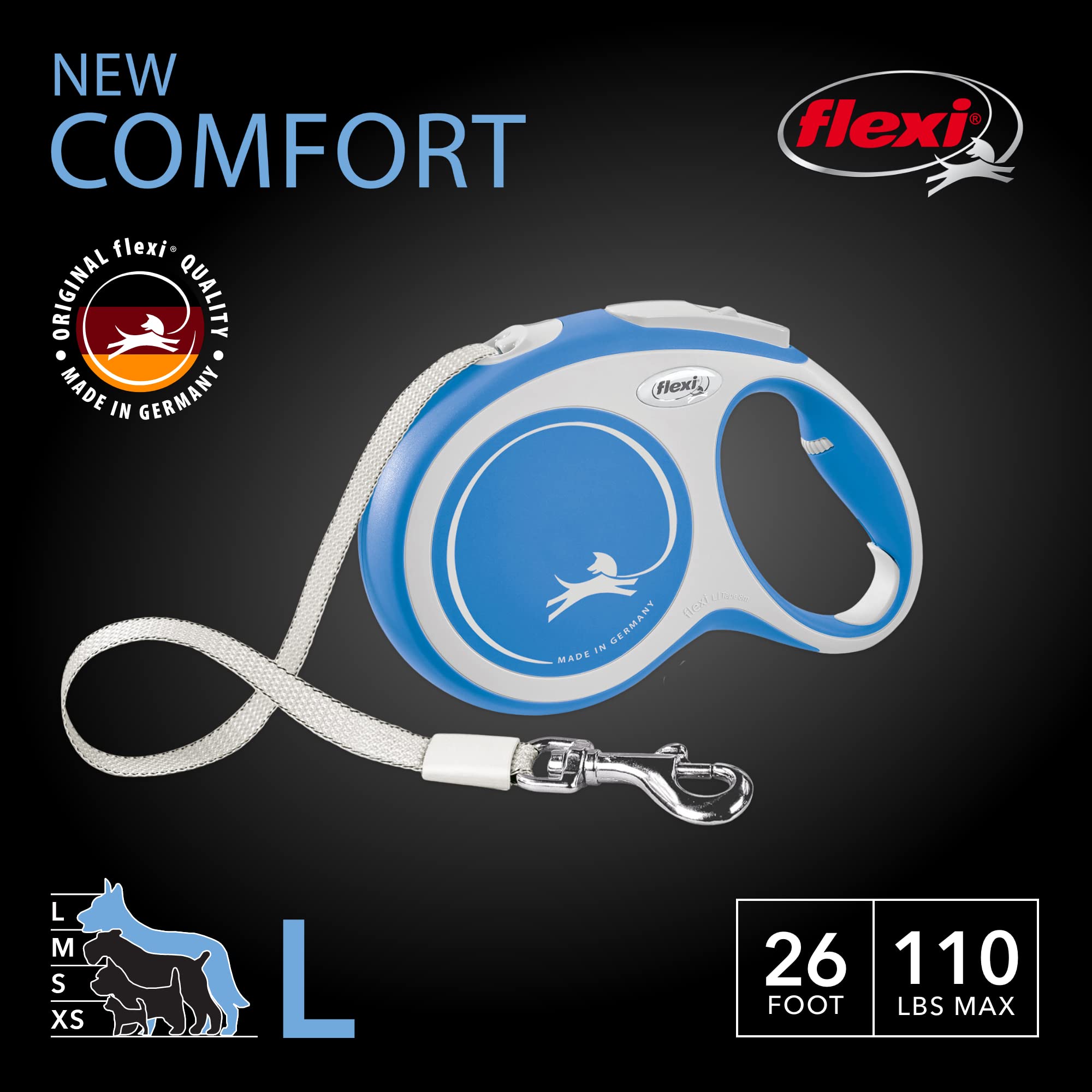 FLEXI New Comfort tape extended shows 26 ft reach for freedom