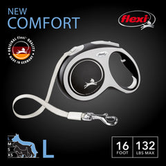 FLEXI New Comfort Tape Leash one-handed-brake for quick safe stops.
