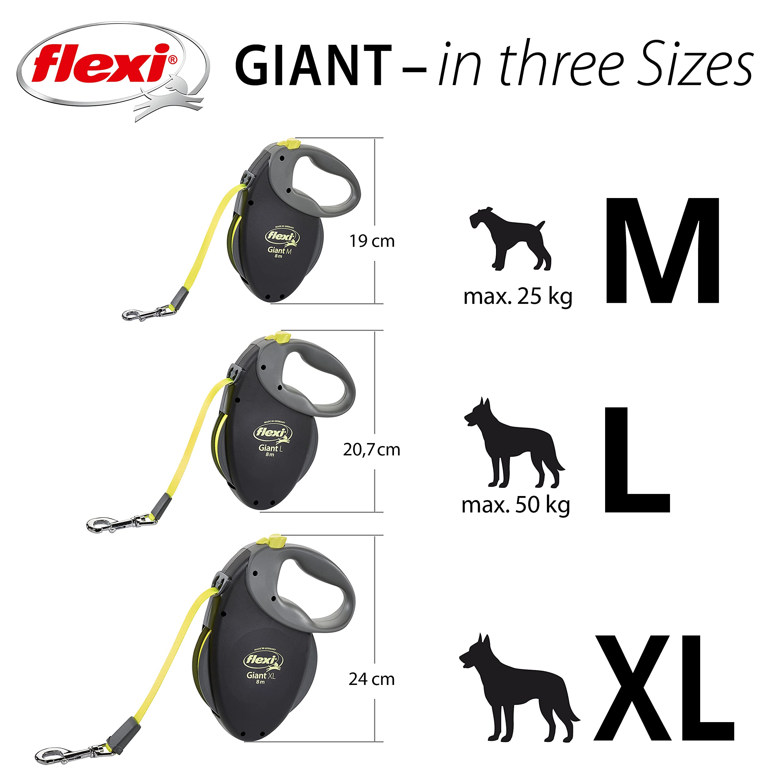 Flexi patented reliable brake system features smooth control on walks.