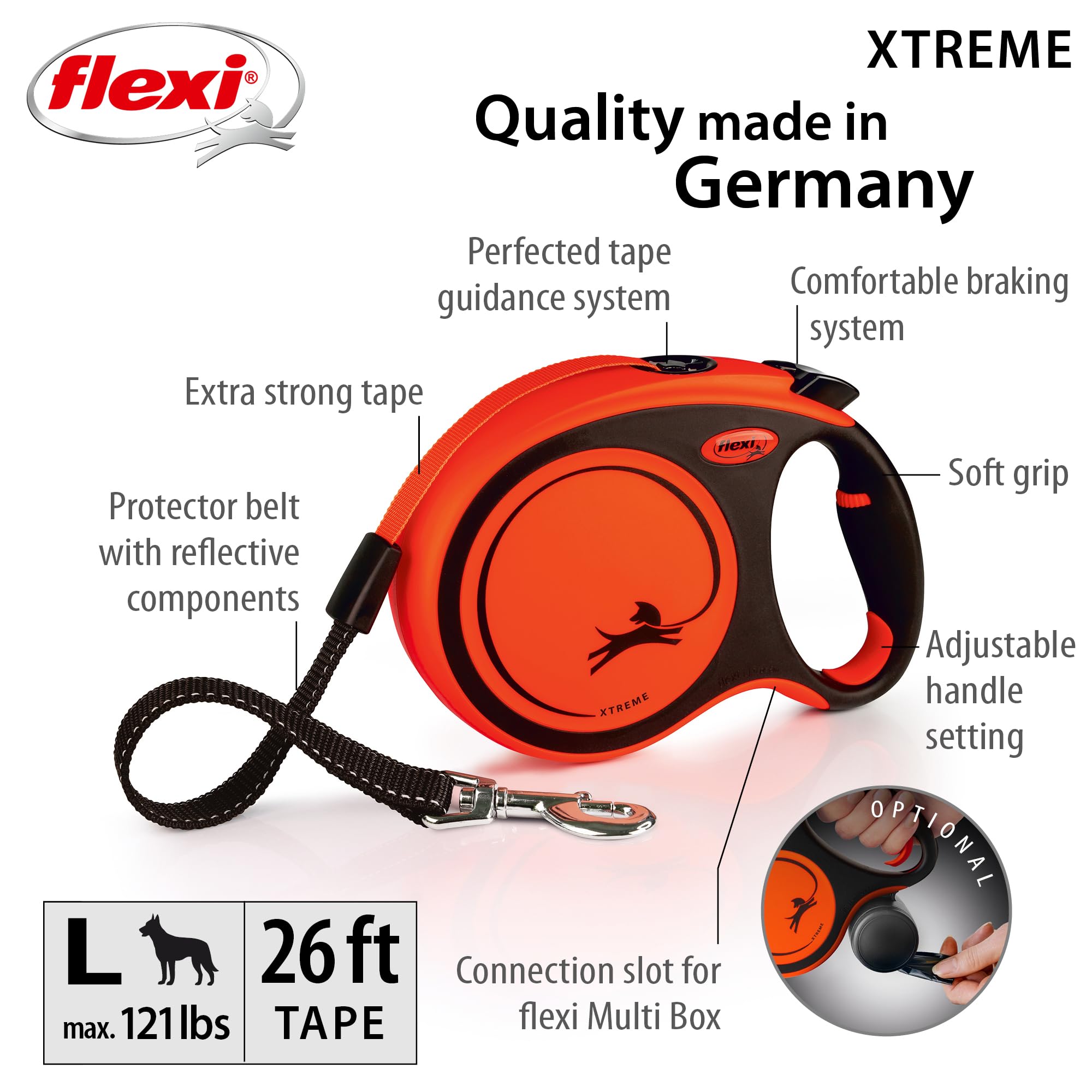 FLEXI Xtreme tangle-free design reduces snagging during busy park strolls.