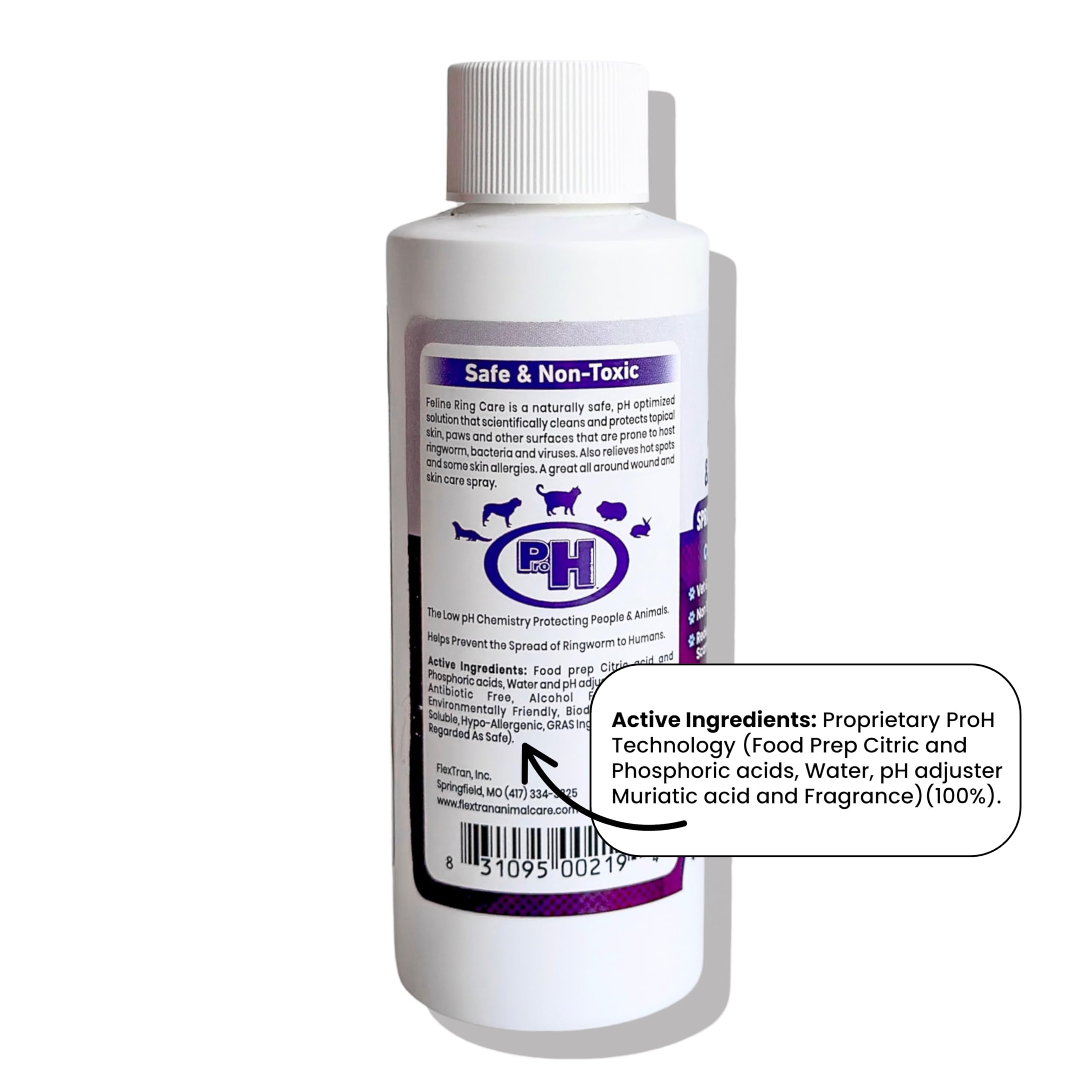 FlexTran Feline Ring Care application near ringworm hot spot area