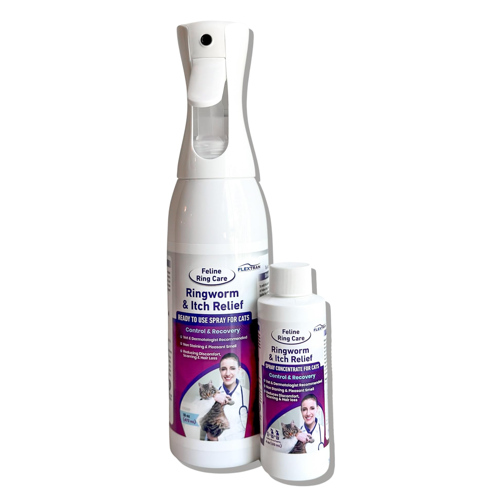 FlexTran Feline Ring Care spray bottle for easy application on irritated skin