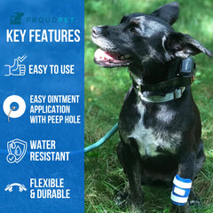 FlexTran Proud Pet Patches vent cover open demonstrates easy ointment reapplication.