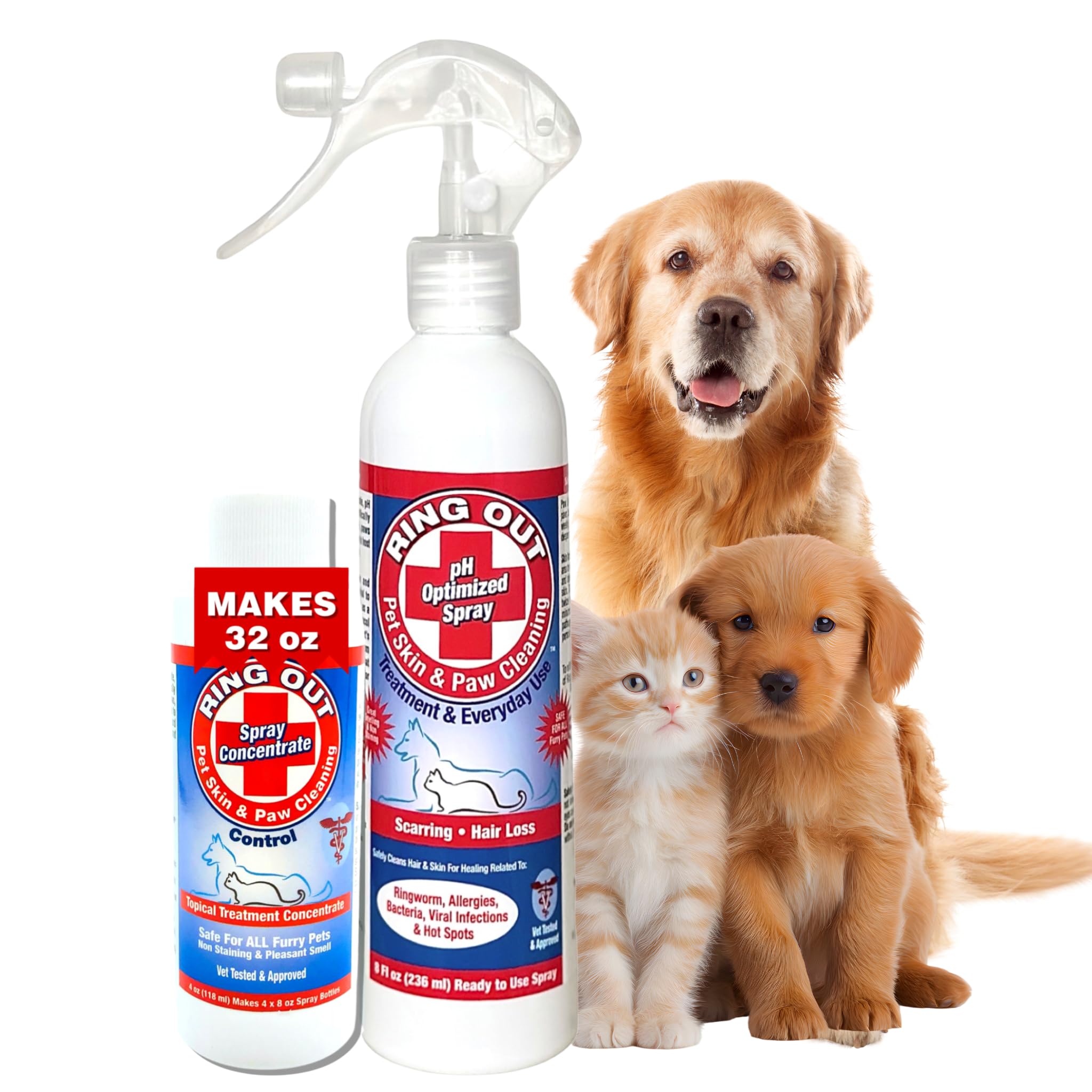 FlexTran Ring Out for Pets bottle for easy at-home skin care on irritated skin.