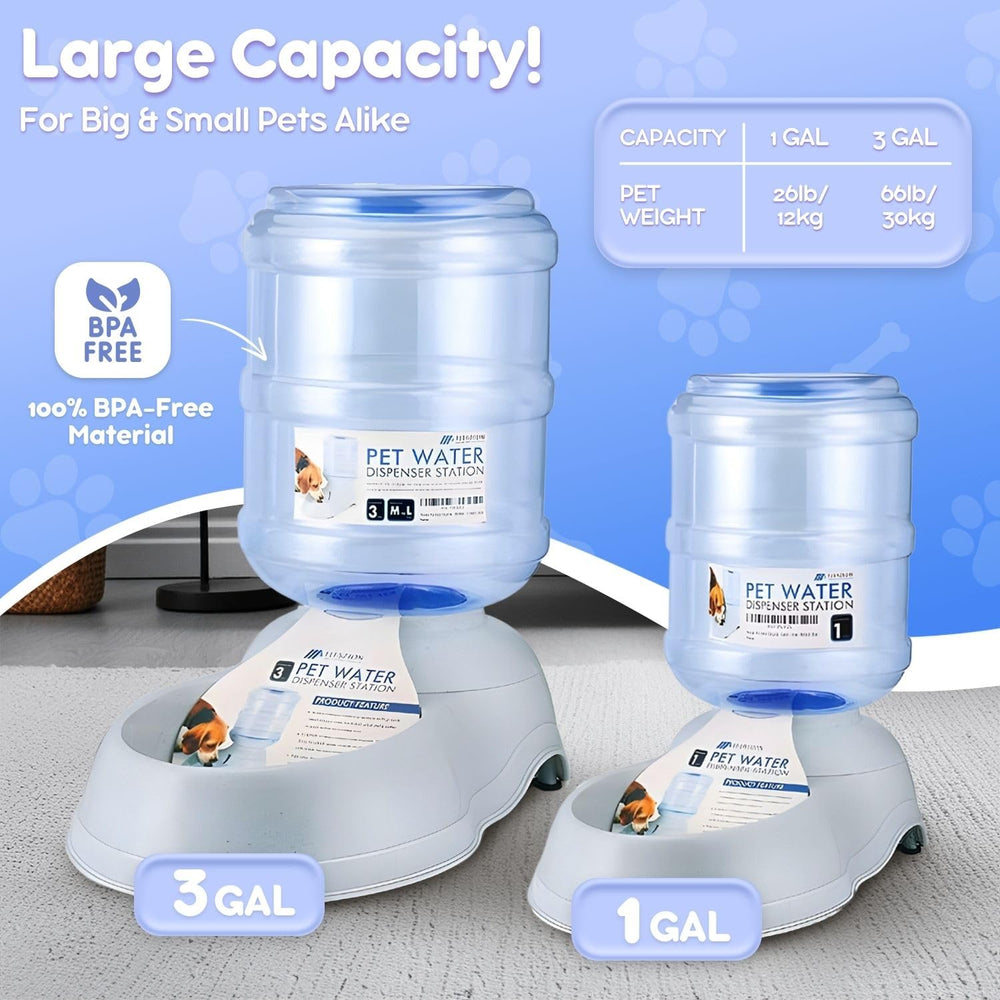 Flexzion dog-cat waterer in use in a multi-pet home setup.