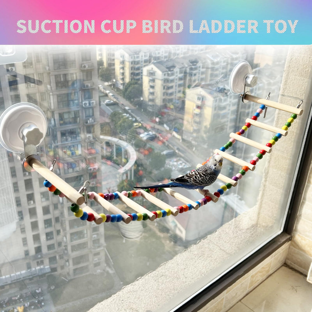FlidRunest bright colored wooden bead ladder for engaging parrot climbing.