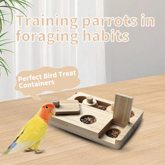 FlidRunest wooden toy with treats shows engaging chew and forage play.