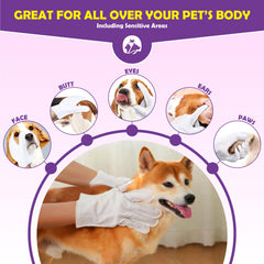 Flintstone dog wipes pearl-patterned ear-cleaning close-up demonstrates gentle, massaging cleaning action.