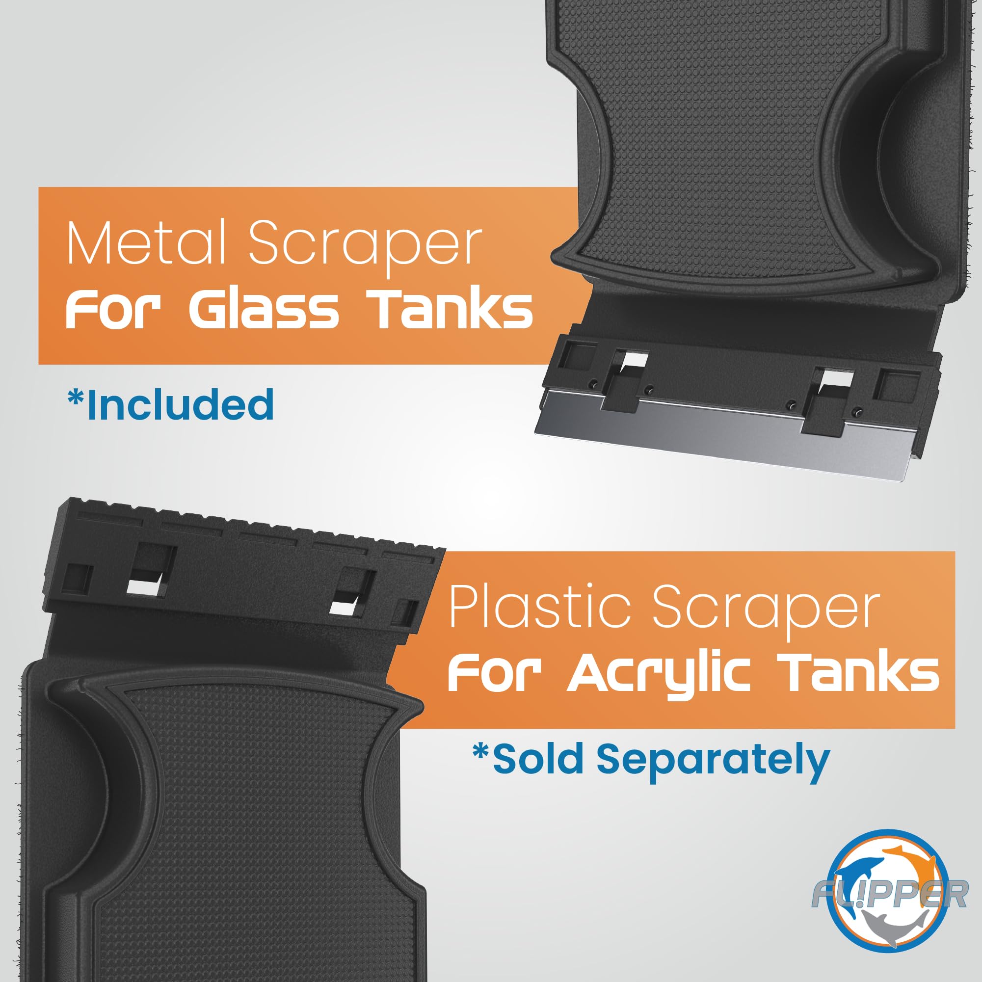FL!PPER cleaner scrubbing pad on glass or acrylic removes algae