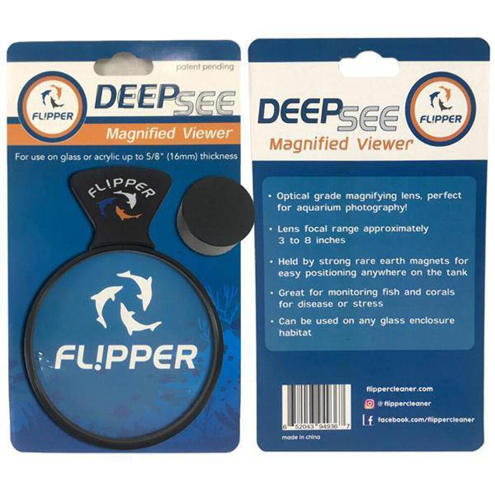 Flipper DeepSee 4-inch lens enables hands-free viewing during tank photography.