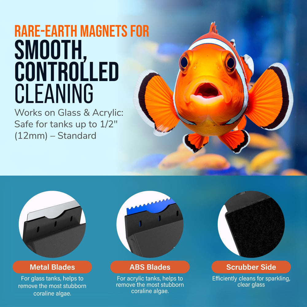 FLIPPER EDGE ergonomic low-profile handle provides stable grip during algae removal.
