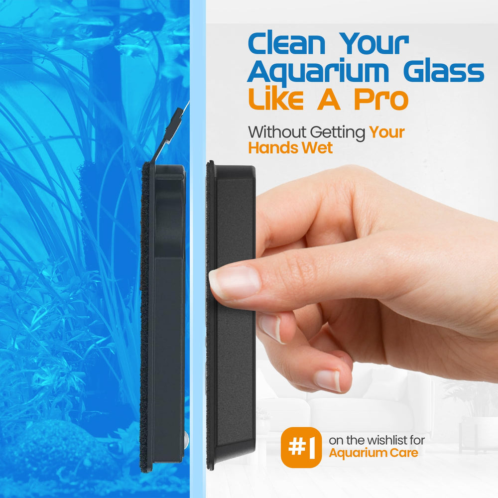 FLIPPER Float Nano in action cleaning a clear glass tank corner.