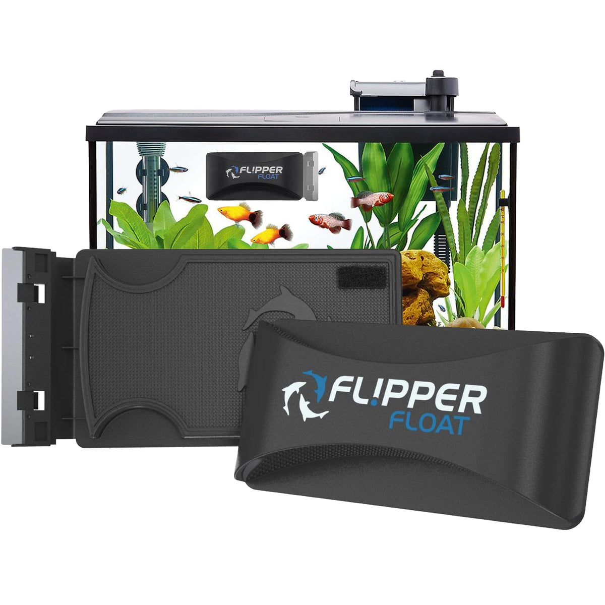 FL!PPER Float Standard cleaner side view with outside magnet for algae removal.