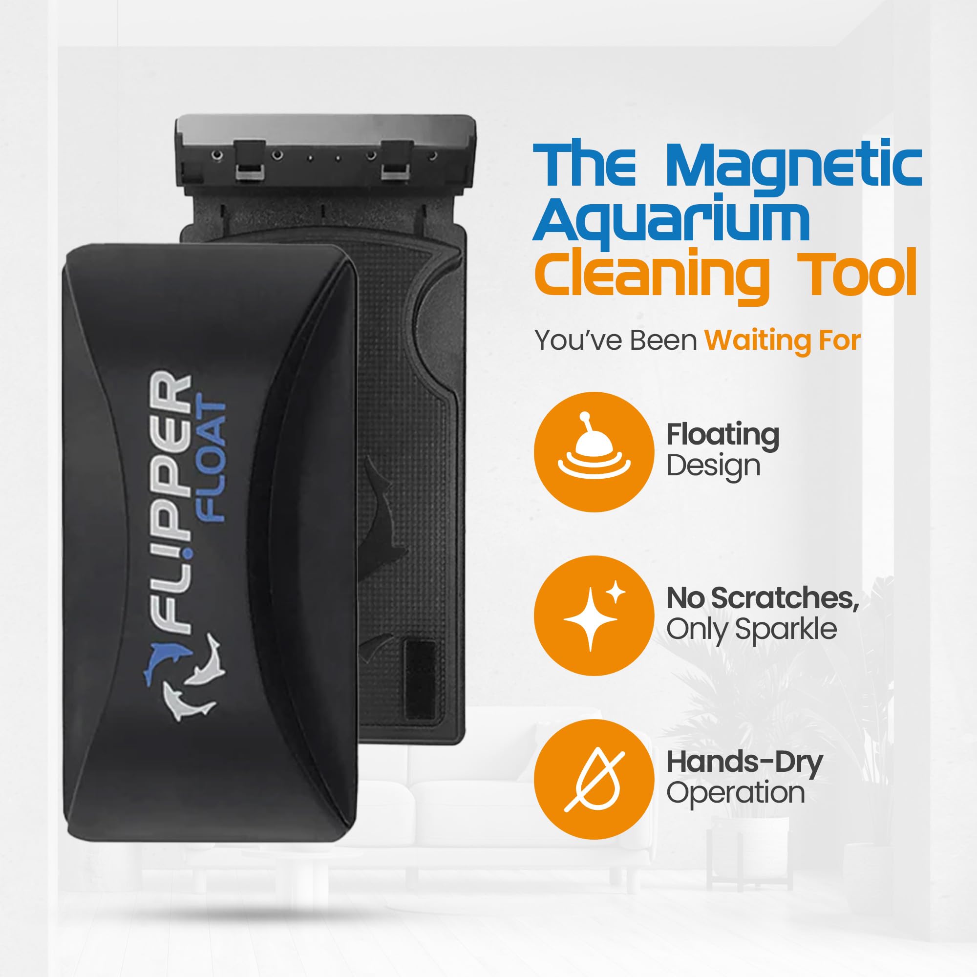 FL!PPER glass-and-acrylic blades provide versatile cleaning for different tank materials.