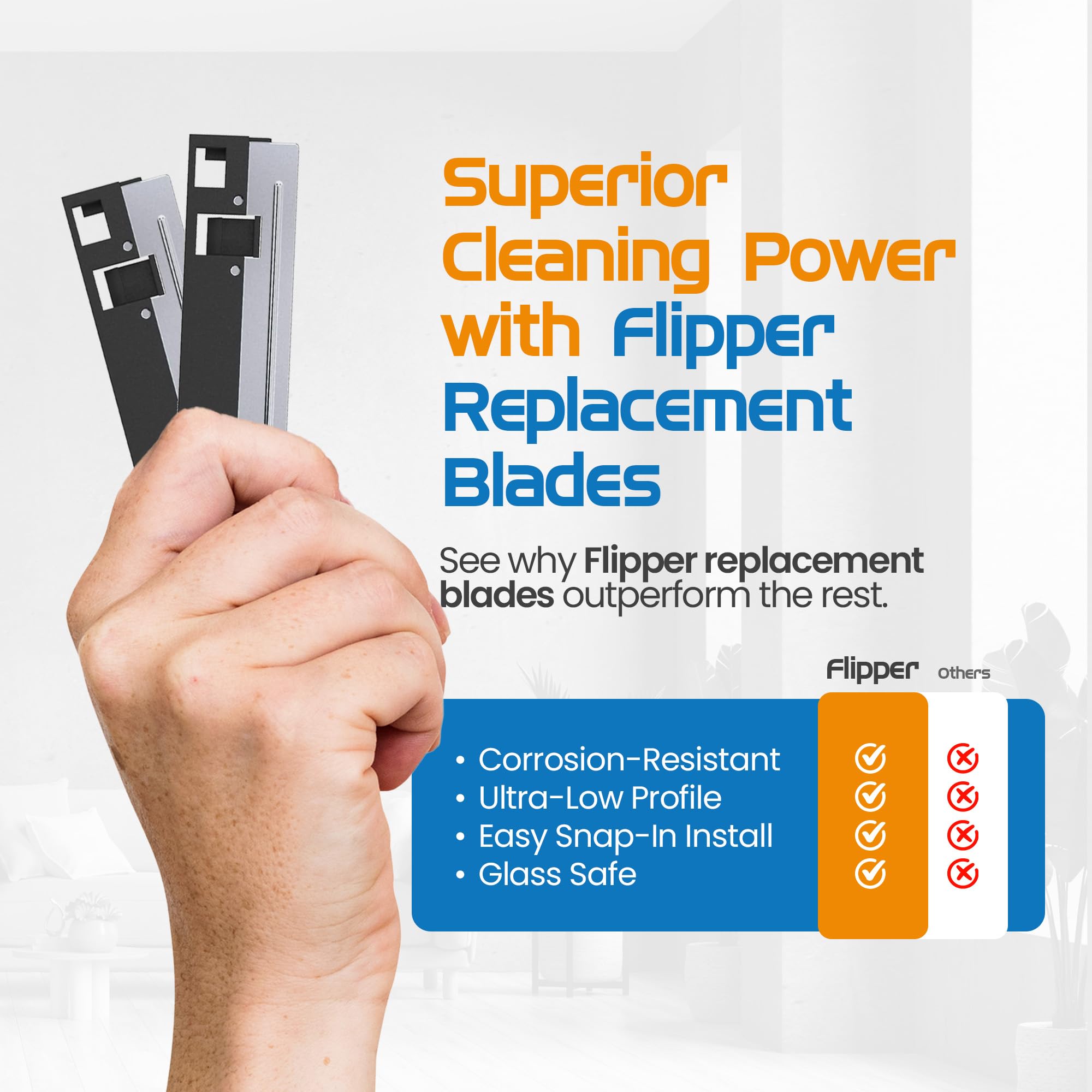 Flipper Standard replacement blades packaging showing multipack value and replacement cycle.