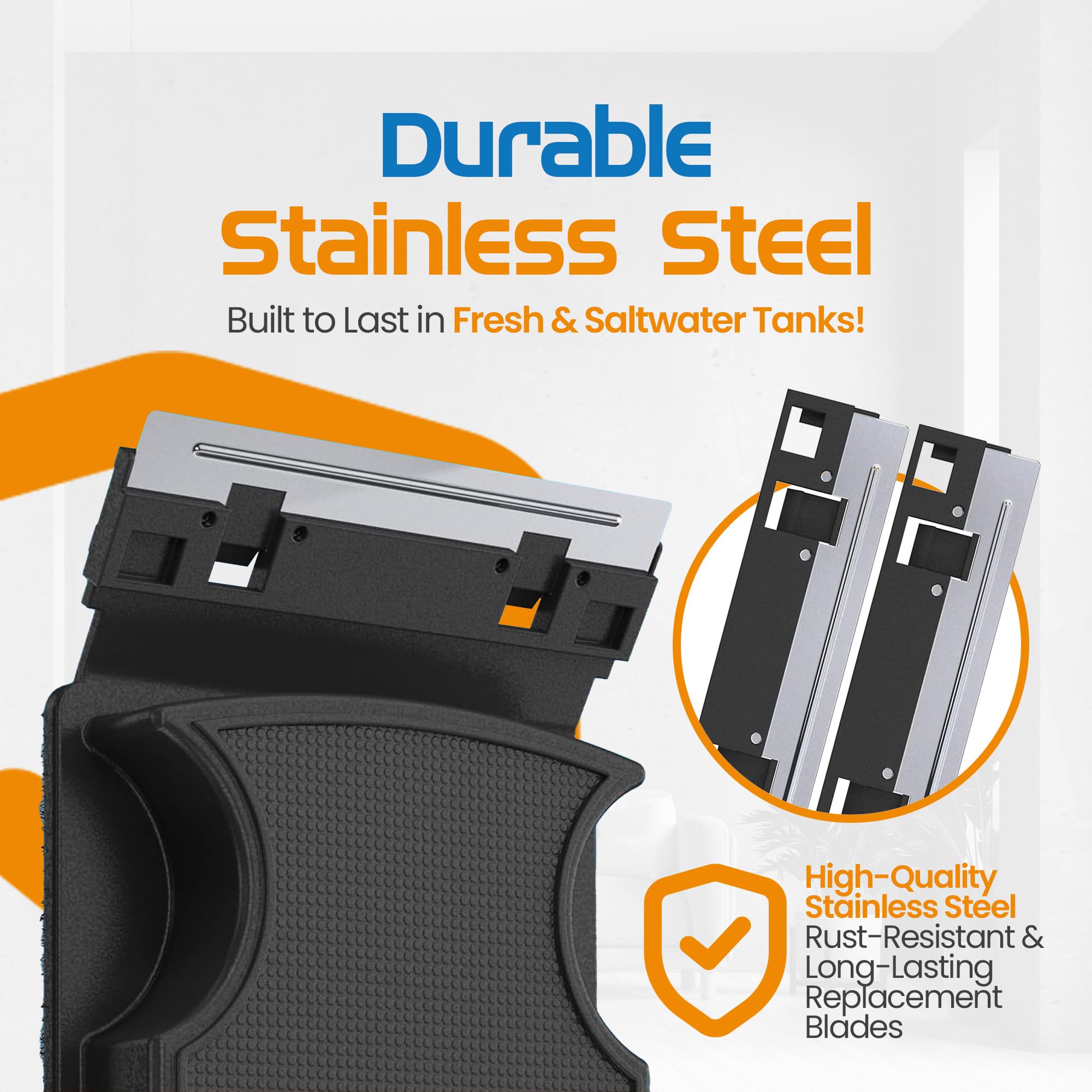 Flipper Standard blade pack 2 underwater use image demonstrates glass tank cleaning efficiency.