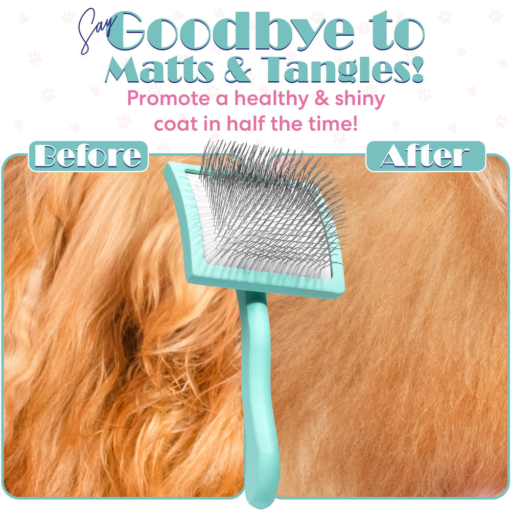 Floof by Brodie slicker brush ergonomic-handle image emphasizes comfortable grooming sessions.