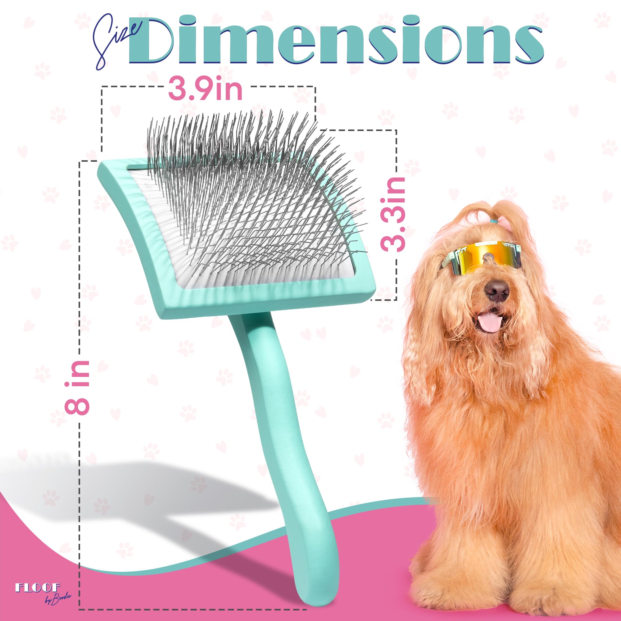 Floof by Brodie slicker brush long-hair-doodles use-case shows easy mat removal.