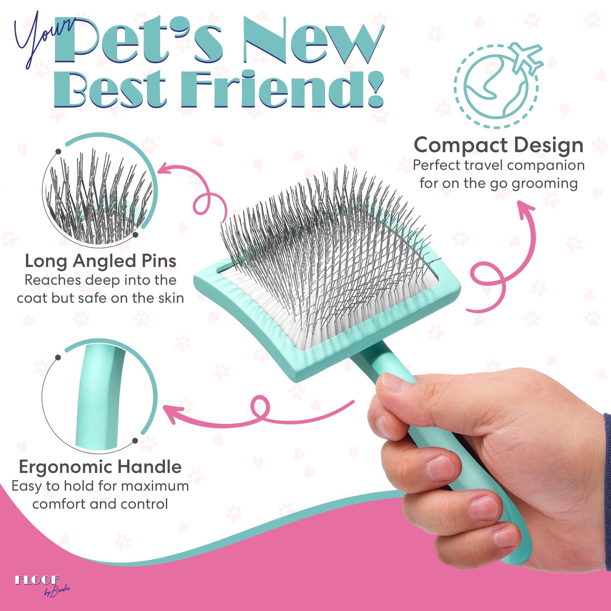 Floof by Brodie slicker brush undercoat image demonstrates effective deshedding and detangling.