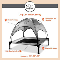 Floppy Dawg canopy shade over bed provides cooling outdoor comfort