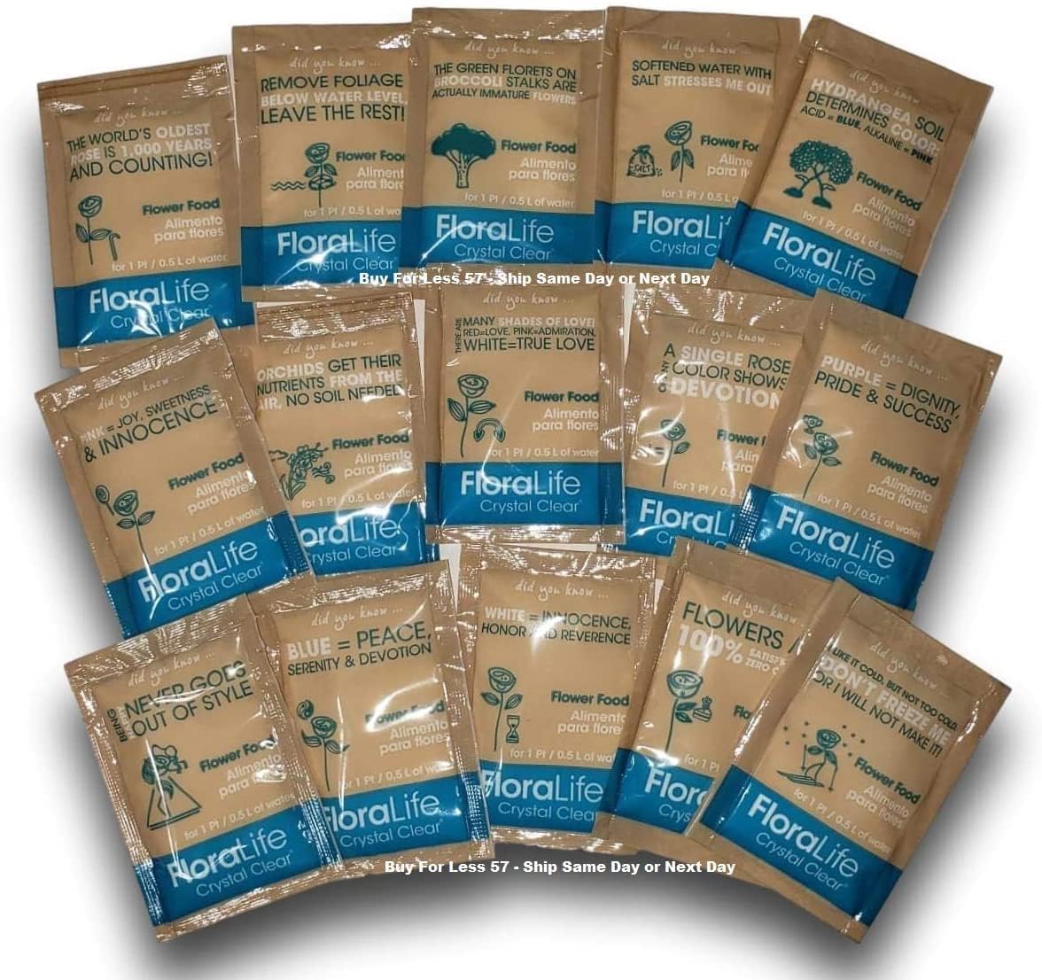 Floral Supply Floralife Crystal Clear box with 200 packets stacked
