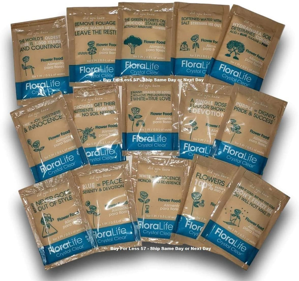 Floral Supply Floralife Crystal Clear box with 200 packets stacked