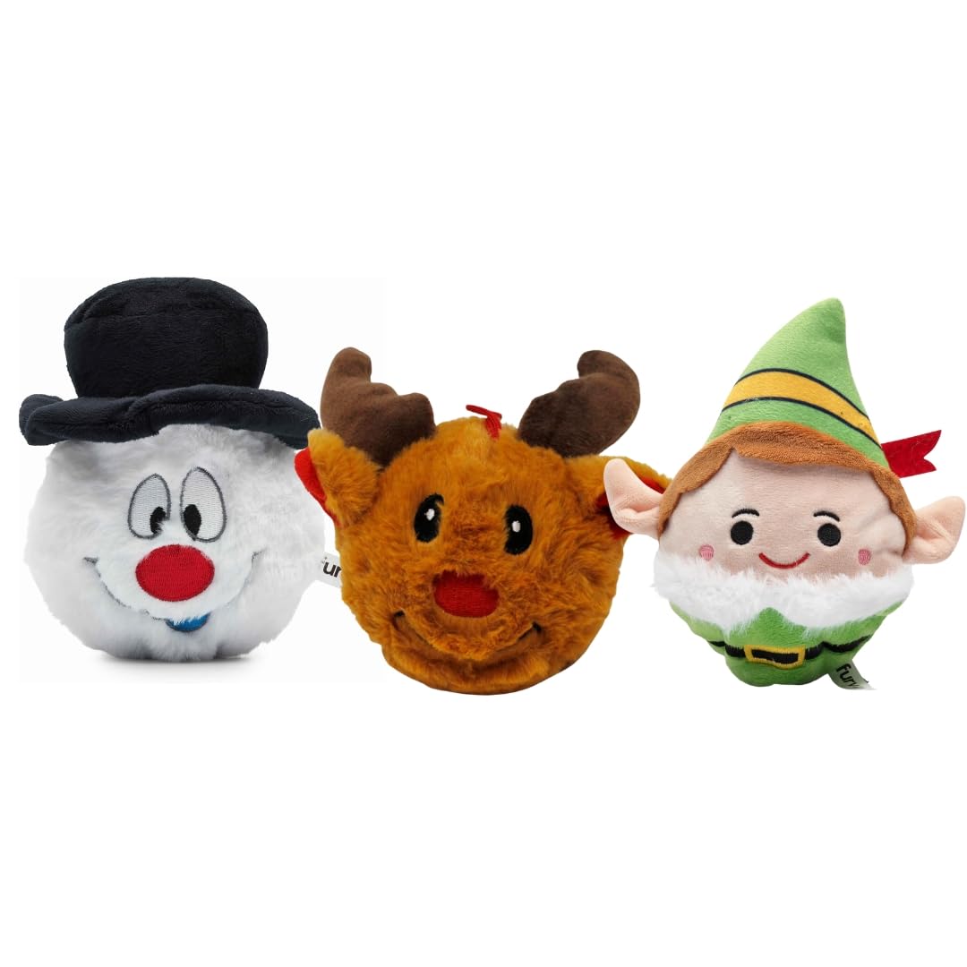 Flourish Pets 2-in-1 chew toy set featuring elf, snowman, reindeer for engaging, durable play