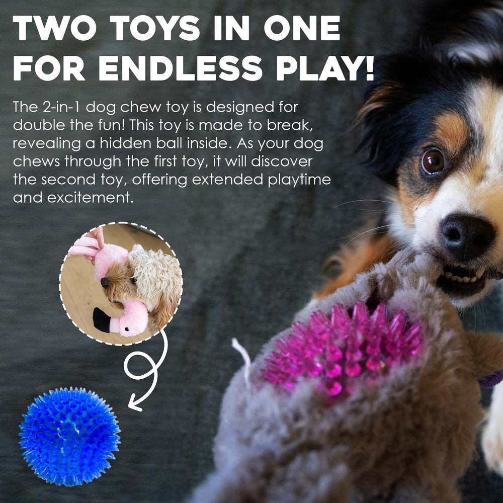 Flourish Pets hidden-ball design image showing surprise second toy inside.